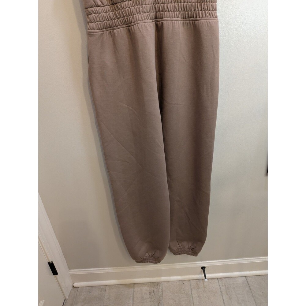 YPB neoKNIT Brown Sleeveless Zip Jumpsuit M Elastic Waist Pockets Tapered - Picture 9 of 11